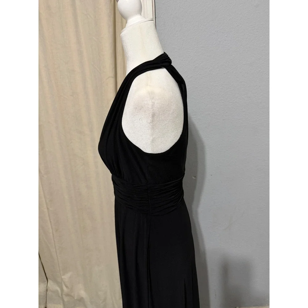 Jones Wear Babydoll Dress Size 8 Black Halter Midi Ruched Waist Marilyn Monroee